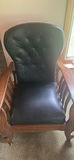 Wooden Armchair with Black Tufted Faux Leather/leather Seat - thumbnail 4 of 11