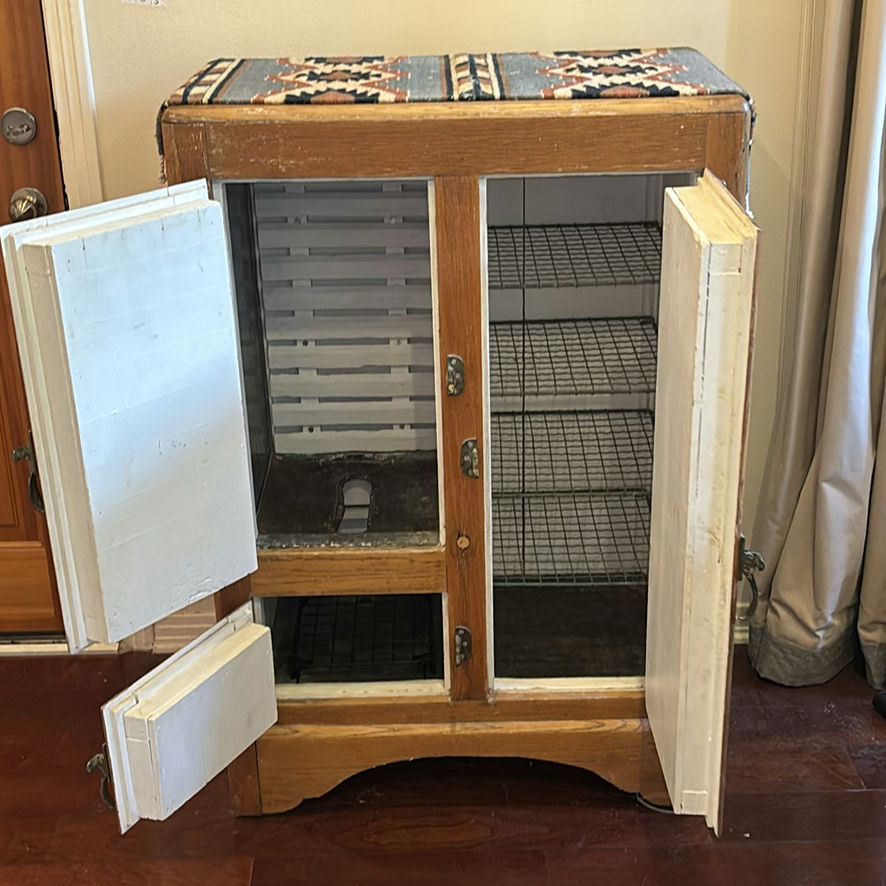 Wooden Icebox Cabinet with Wire Shelves - image 2 of 6