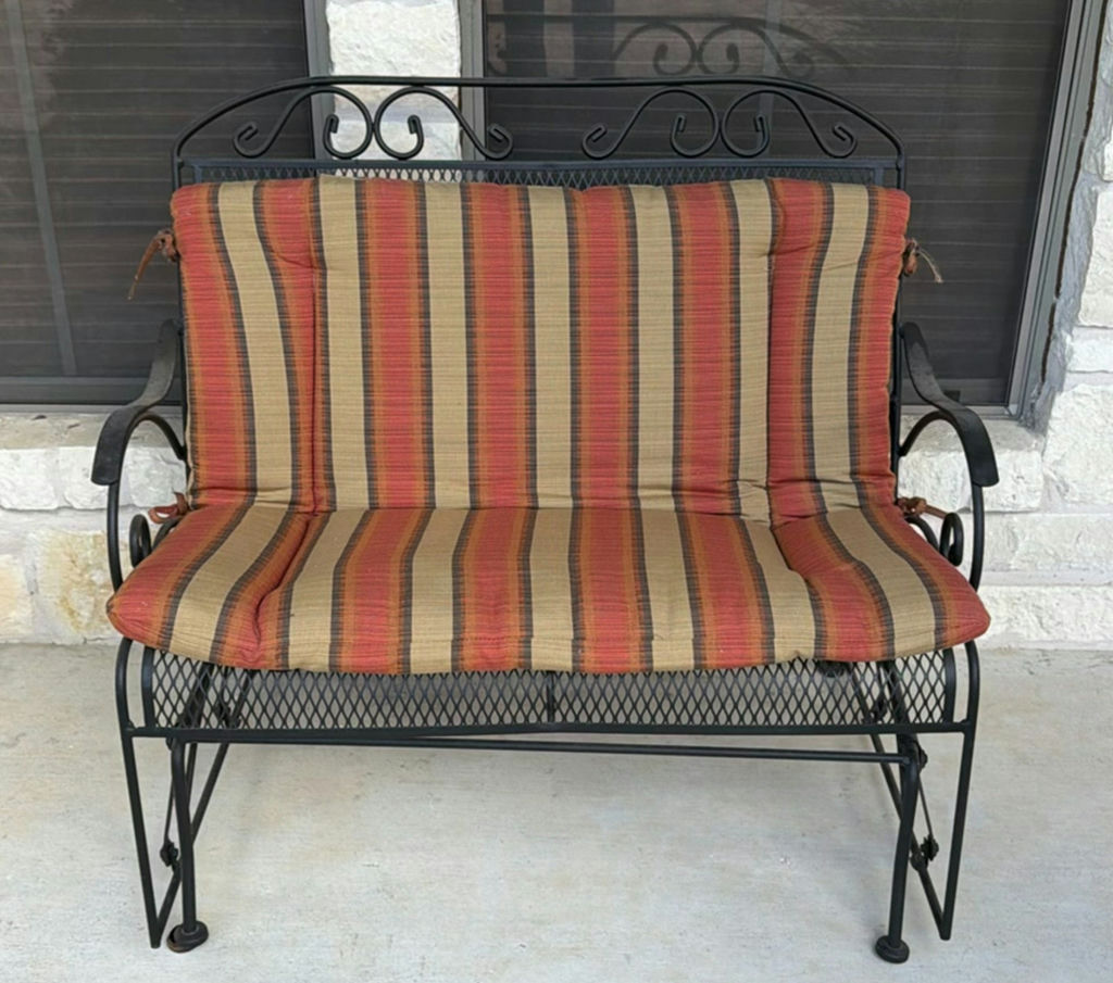 Wrought Iron Outdoor Bench with Cushions - image 1 of 5