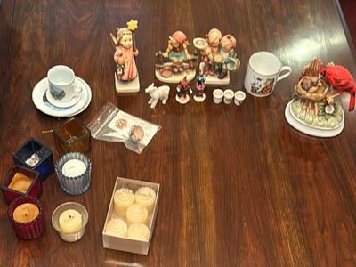 Assorted Decorative Figurines, Candles, and Drinkware - Image 1 of 8