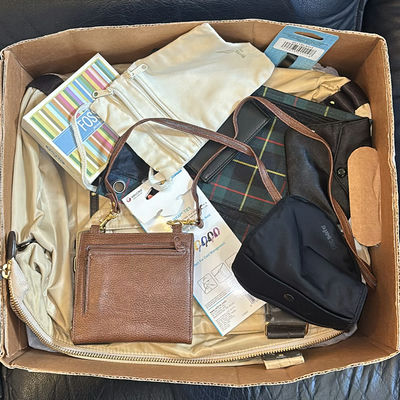 Calvin Klein Leather Tote with Assorted Pouches and Accessories - Image 1 of 8