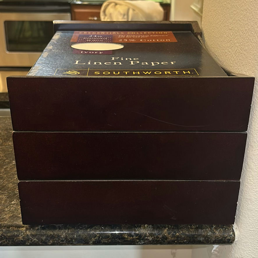 Wooden Desktop Paper Organizer with Stationery and Southworth Fine Linen Paper - image 5 of 8