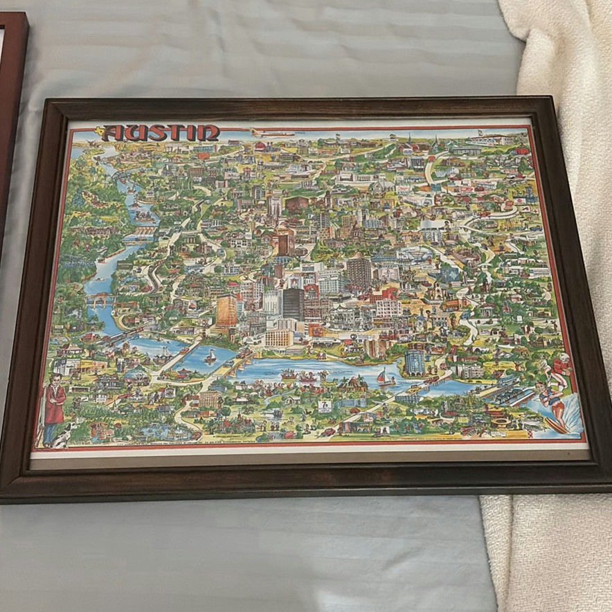 Three Framed Art Prints Including Landscape, Figurative, and Austin Map - image 5 of 5