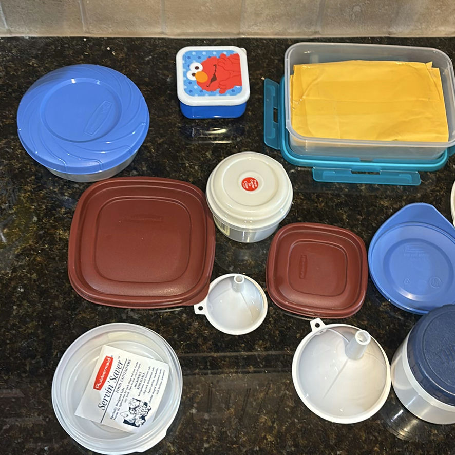 Assorted Kitchen Containers, Funnels, Popcorn Cup, and Glass Tasting Set - image 2 of 5