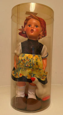 Goebel Doll Figurine With Goose in Clear Display Case - Image 1 of 5