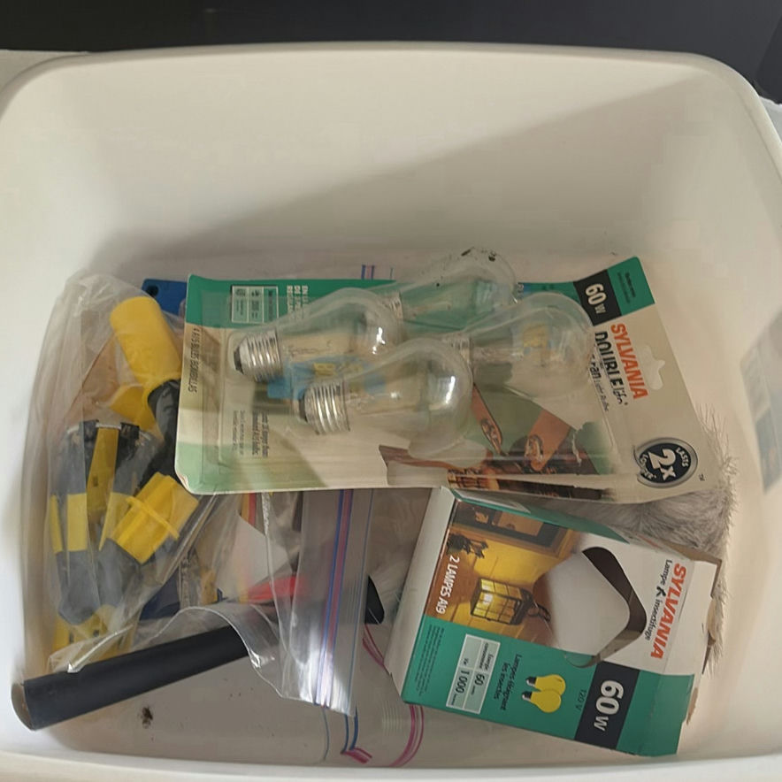 Plastic Storage Bin with Assorted Light Bulbs and Accessories - image 2 of 5