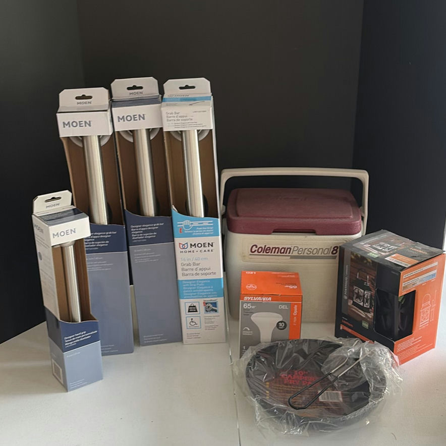 Moen Grab Bars, Coleman Personal 8 Cooler, Solar LED Lantern, Light Bulb, and 10-Inch Fry Pan - image 1 of 6