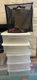 Stacked plastic storage boxes with baskets and organizers - thumbnail 4 of 5