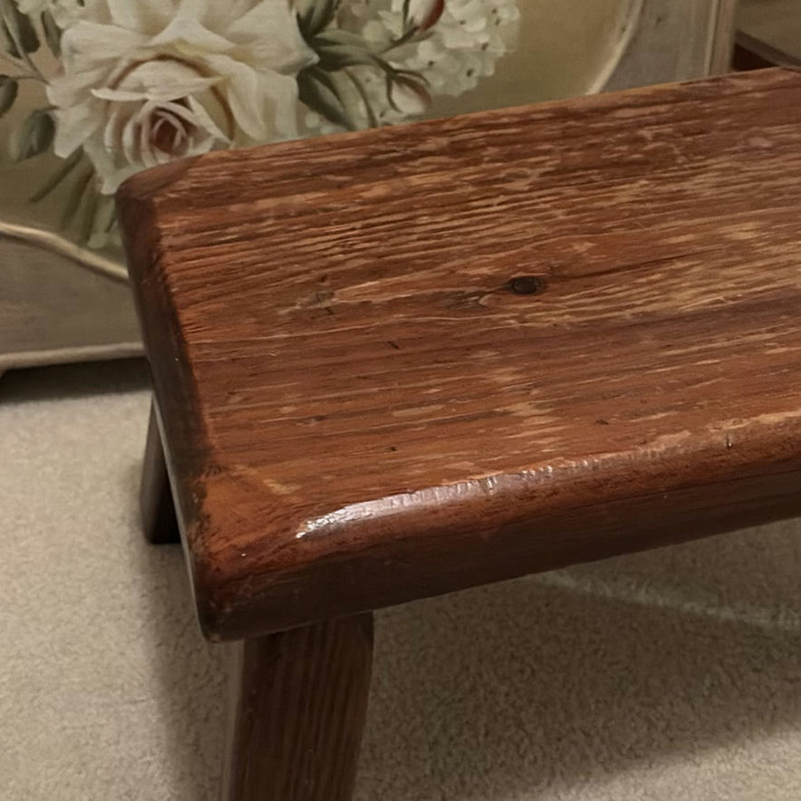Vintage floral storage trunk with wooden chair and small stool - image 2 of 6