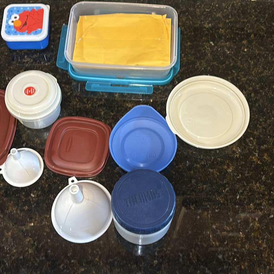 Assorted Kitchen Containers, Funnels, Popcorn Cup, and Glass Tasting Set - image 3 of 5
