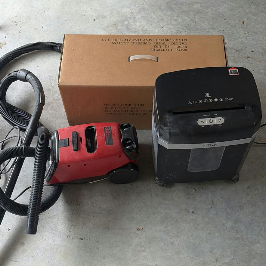 Ativa Paper Shredder, Canister Vacuum Cleaner, and Cardboard CD Tower Box - image 1 of 5