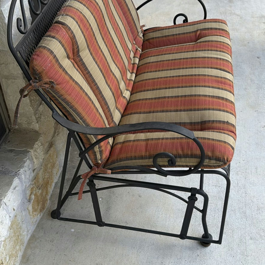 Wrought Iron Outdoor Bench with Cushions - image 4 of 5