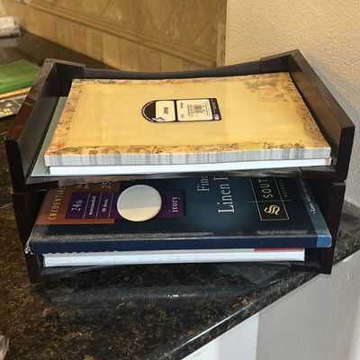 Wooden Desktop Paper Organizer with Stationery and Southworth Fine Linen Paper - Image 1 of 8