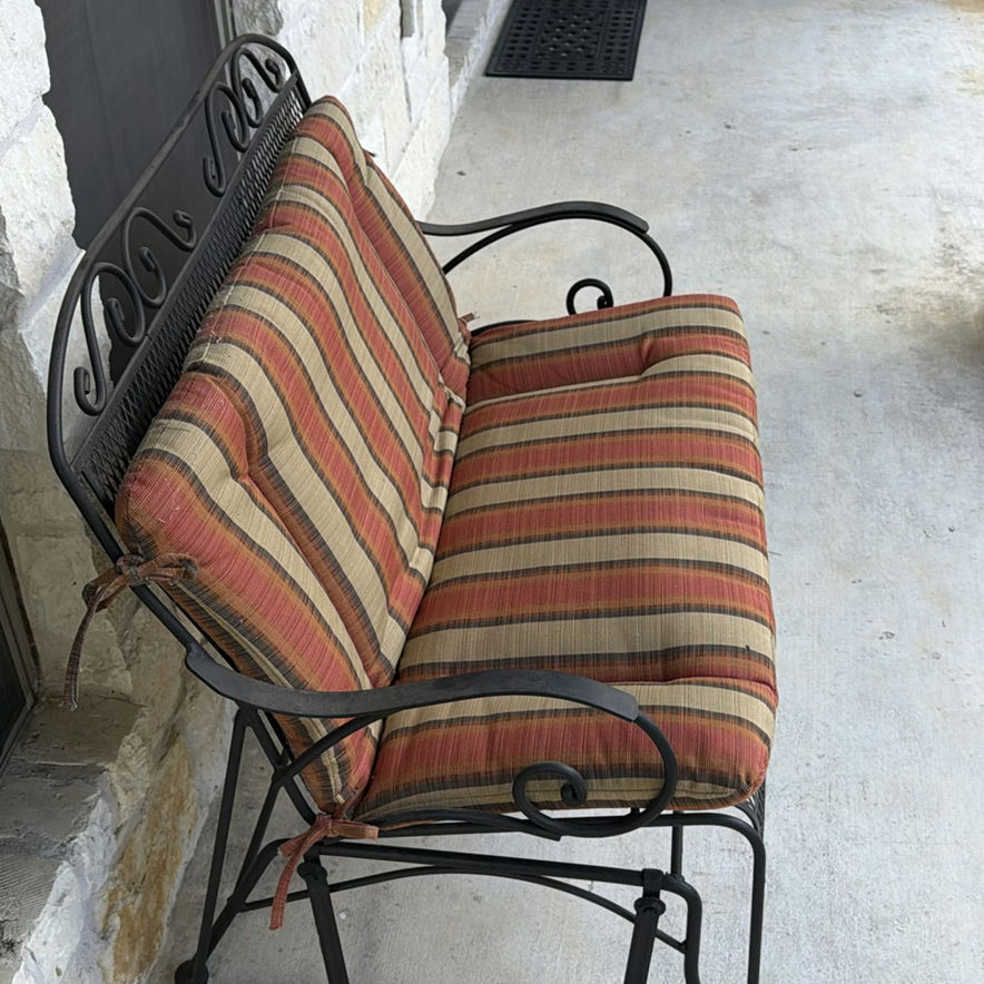 Wrought Iron Outdoor Bench with Cushions - image 5 of 5