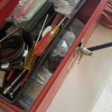 All American Metal Toolbox, Fuel Can, Extension Cord, and Fiskars Hedge Shears - thumbnail 7 of 7