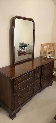 Dark wood dresser with mirror - Image 1 of 7