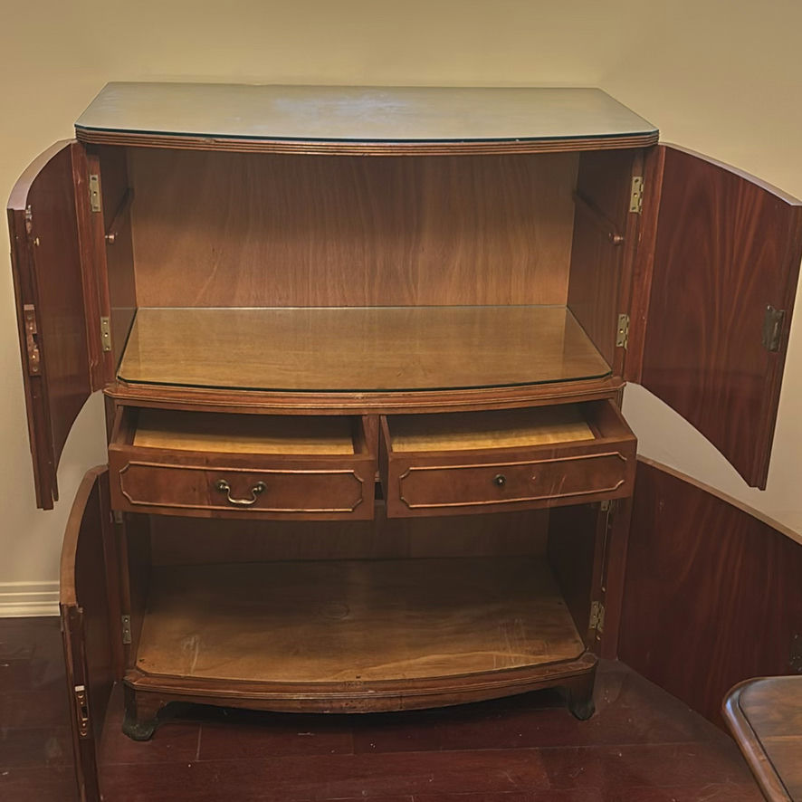 Wooden Cabinet with Drawers and Glass Shelves - image 2 of 8
