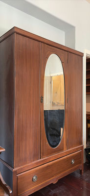 Wooden Wardrobe with Mirrored Door and Drawer - Image 1 of 5
