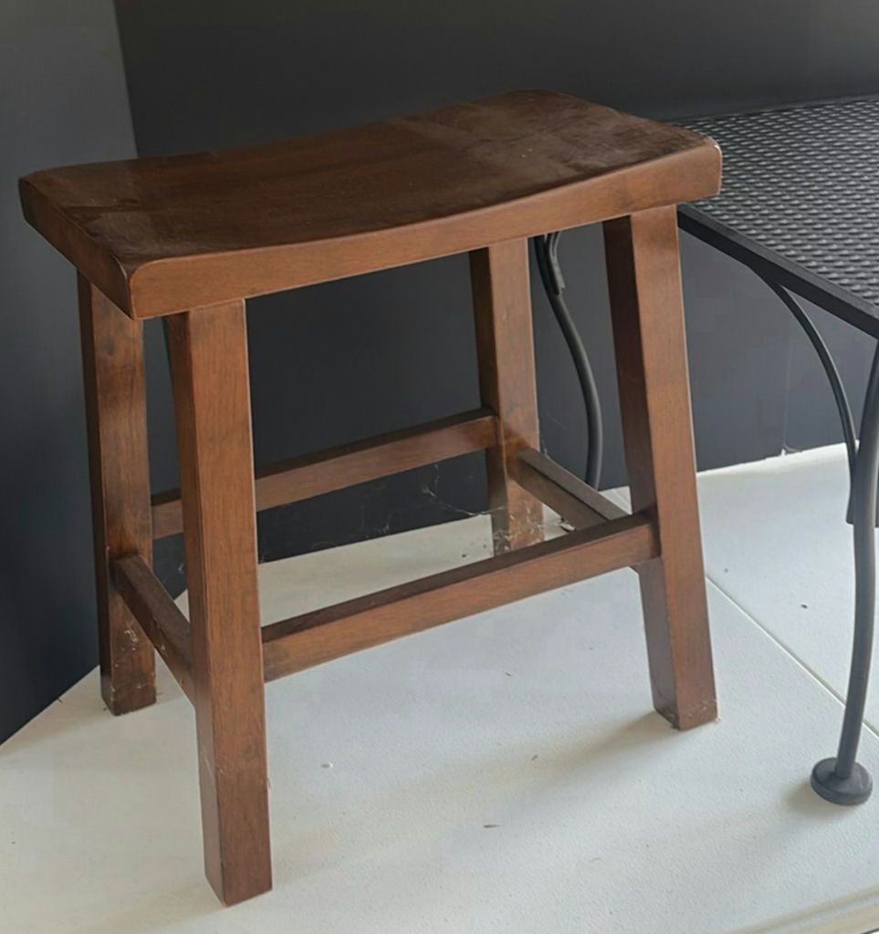 Wooden Stool and Metal Mesh Table - image 2 of 5