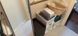 Full-Length Mirror, Storage Bins, and Wicker Basket - thumbnail 1 of 6