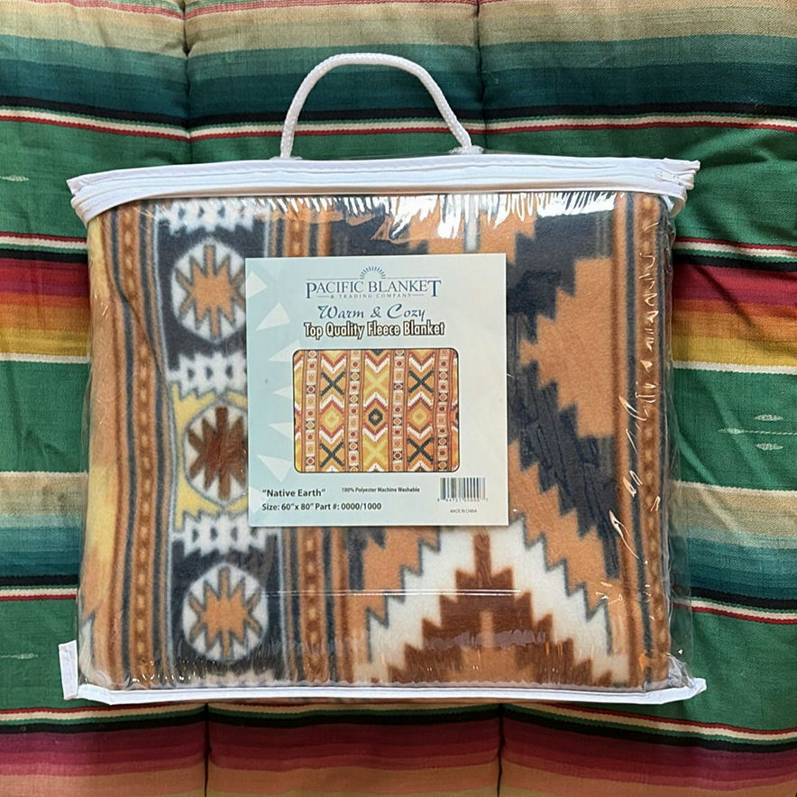 Striped floor cushions with packaged fleece blanket - image 2 of 5