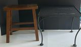 Wooden Stool and Metal Mesh Table - thumbnail 1 of 5