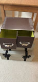 Wooden dining table with chair and stacked storage boxes - thumbnail 2 of 5