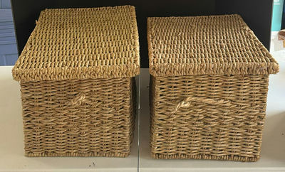 Two Wicker Storage Baskets with Children's Toys - Image 1 of 5