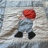 Handmade quilts and decorative pillow with bear appliqué, plus a Playmobil toy box - thumbnail 8 of 9