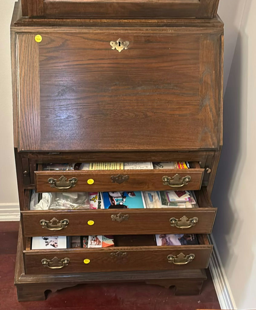 Wooden Secretary Desk with Glass-Front Upper Cabinet - image 4 of 4