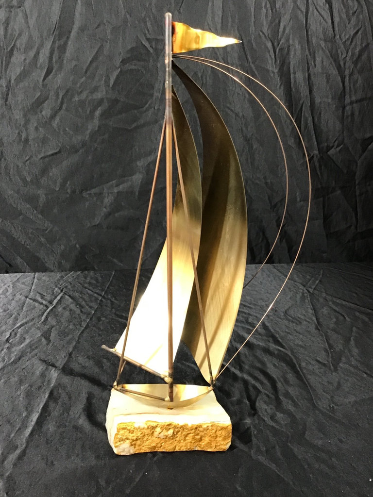 Brass and Marble Based DeMott Sailboat Sculpture  - image 5 of 6