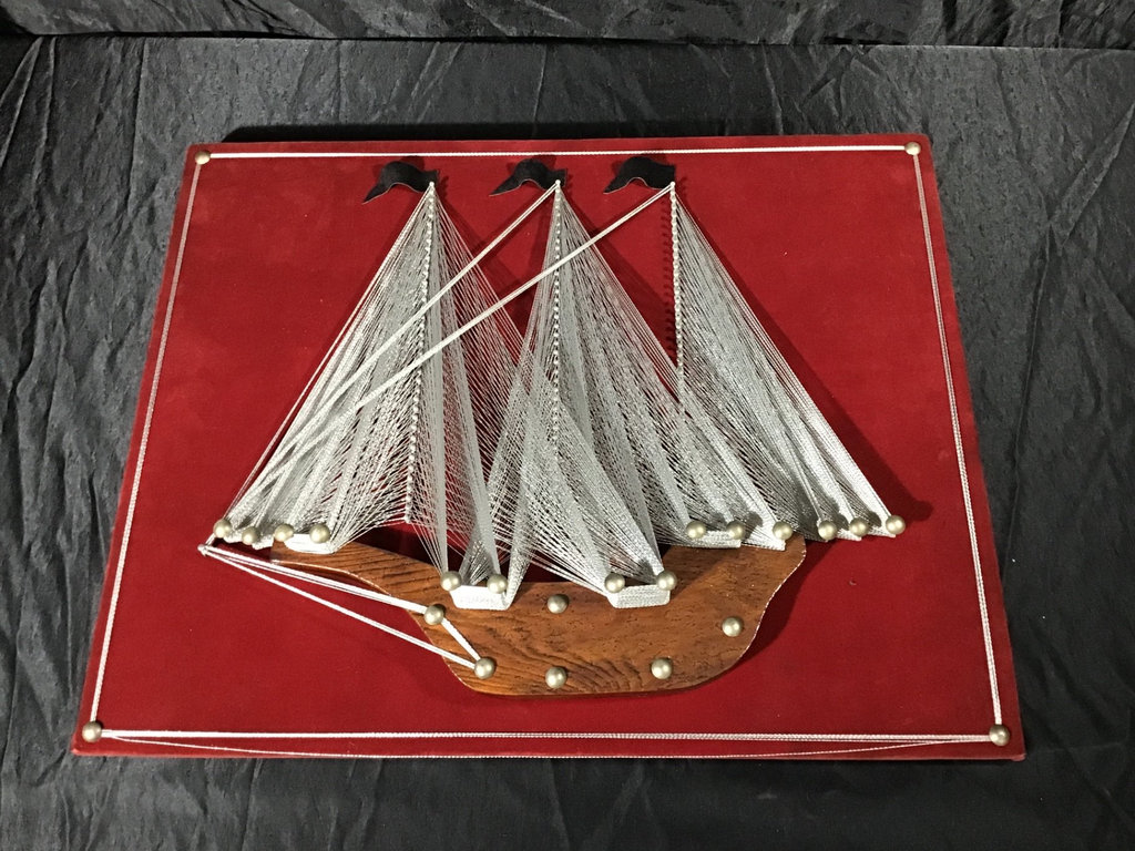 String and Wood Sailboat 3d Art - image 1 of 4