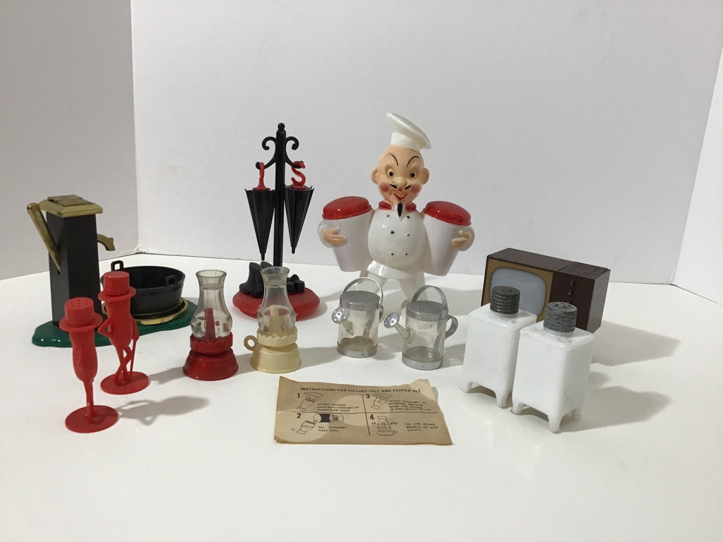 Milk Glass and Plastic Salt & Pepper Shakers - image 2 of 4