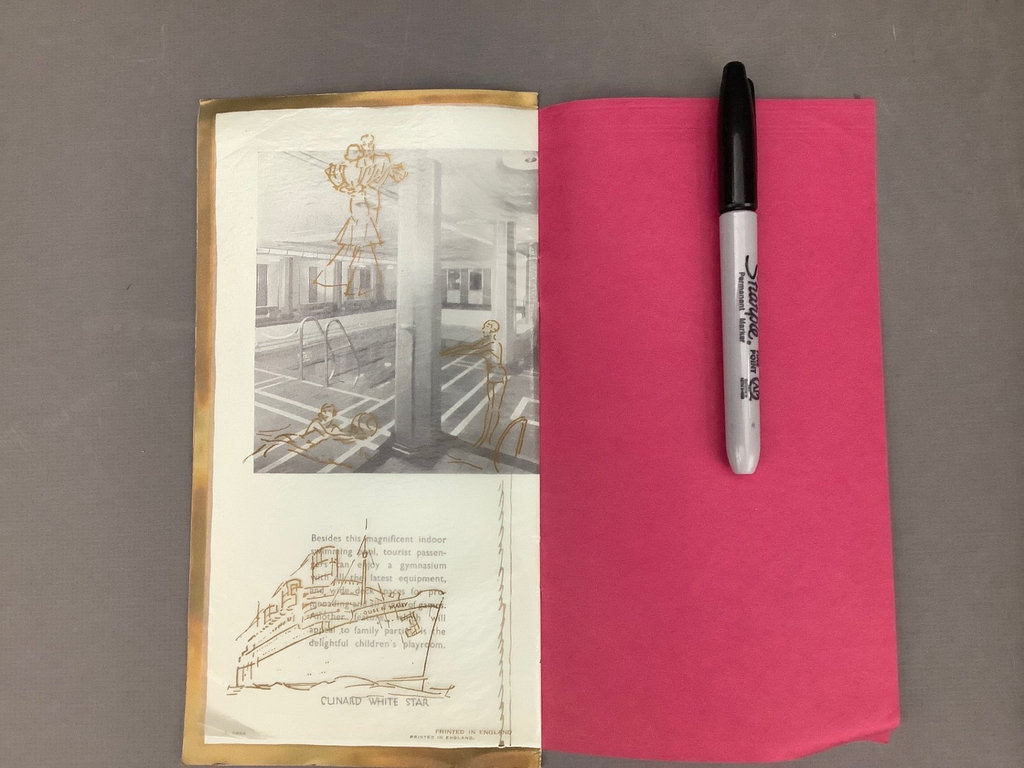 RMS Queen Mary Original Mounted Ship’s Clock and Brochures  - image 7 of 11