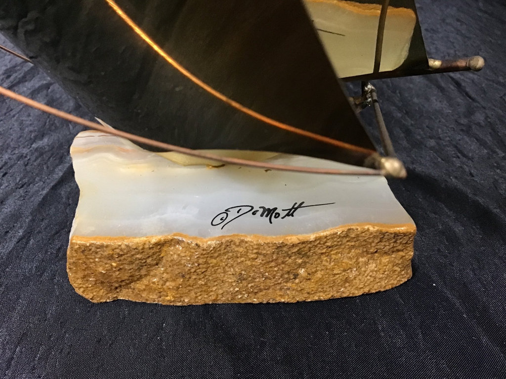 Brass and Marble Based DeMott Sailboat Sculpture  - image 3 of 6