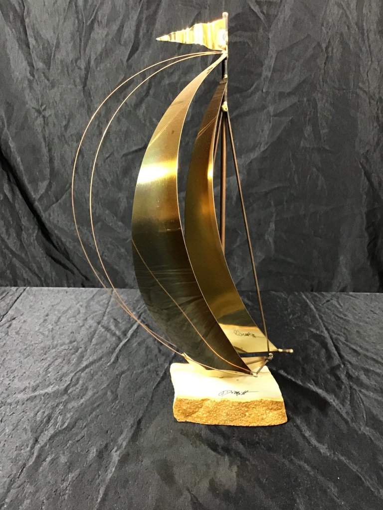 Brass and Marble Based DeMott Sailboat Sculpture  - image 1 of 6