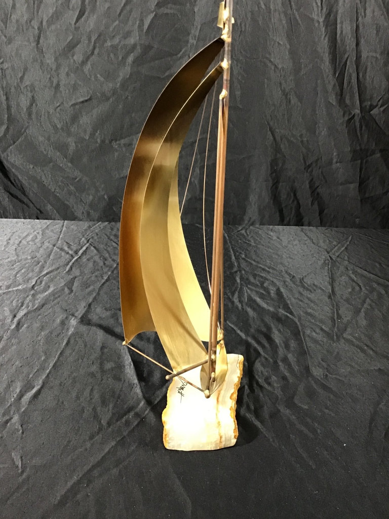 Brass and Marble Based DeMott Sailboat Sculpture  - image 2 of 6