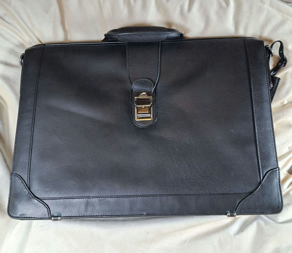 Mancini Black Leather Briefcase - image 1 of 6