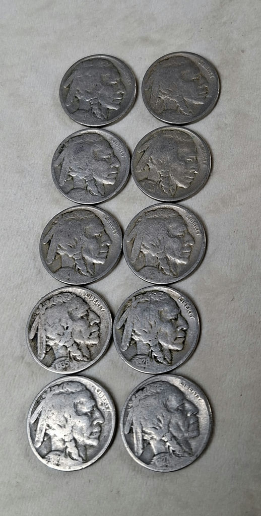 Ten Mixed US BUFFALO NICKELS - image 4 of 6