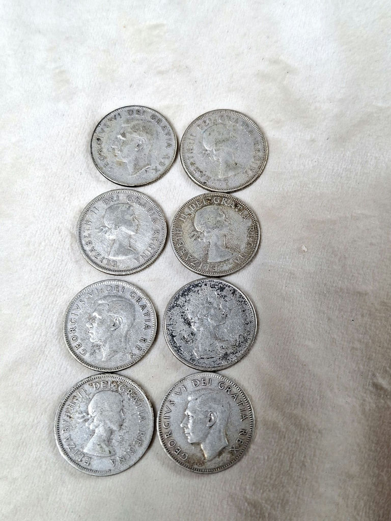 Eight CANADIAN SILVER QUARTERS from The 50s ($2 In Face Value) - image 4 of 6