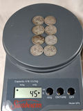 LOT OF EIGHT 1940s CANADIAN SILVER QUARTERS, 80% SILVER - thumbnail 1 of 4