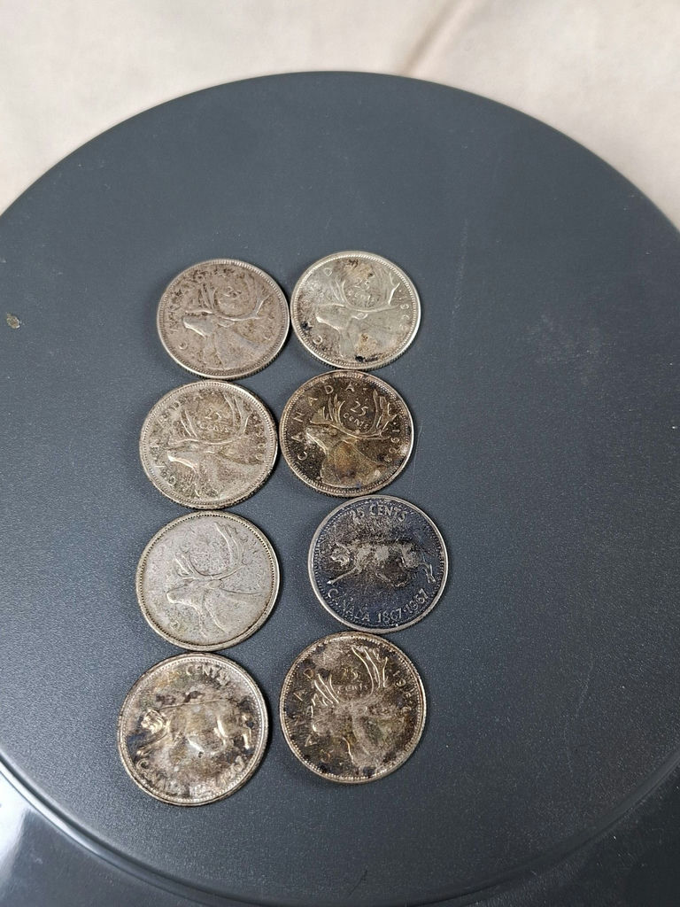 Collection of  Eight Canadian 25 Cent Coins, SILVER ($2 FACE VALUE) - image 2 of 7
