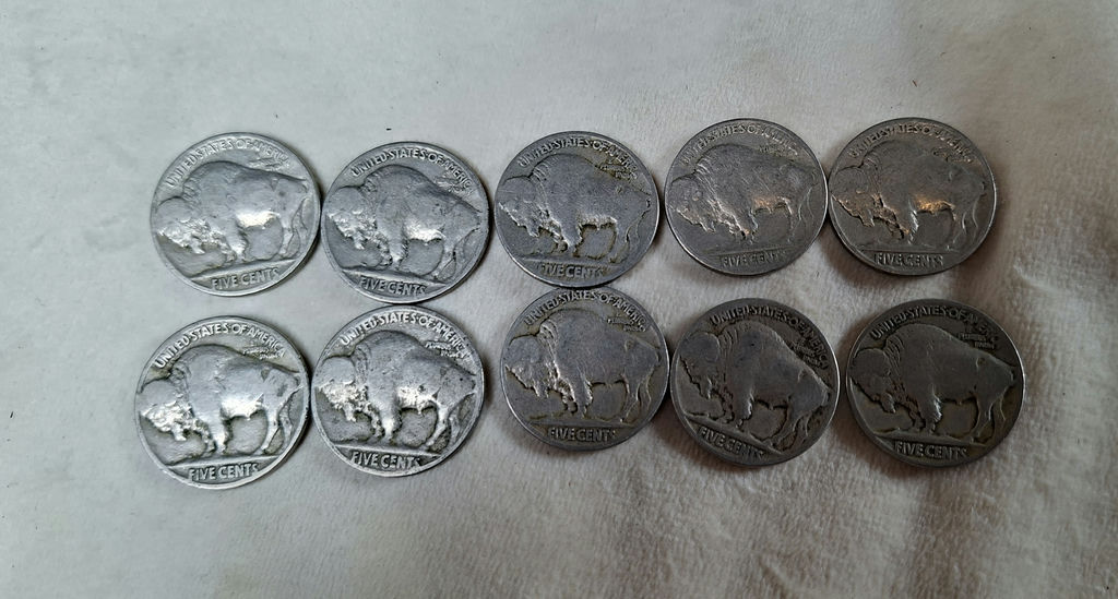 Ten Mixed US BUFFALO NICKELS - image 1 of 6