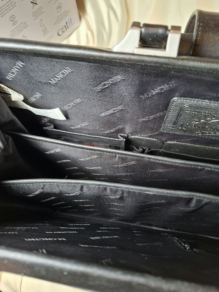 Mancini Black Leather Briefcase - image 5 of 6