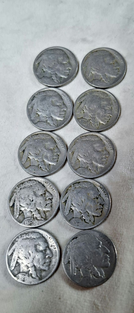 Ten Mixed US BUFFALO NICKELS - image 6 of 6