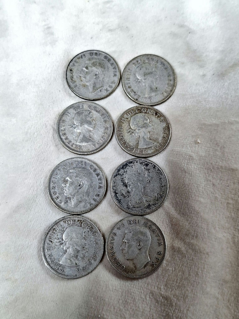 Eight CANADIAN SILVER QUARTERS from The 50s ($2 In Face Value) - image 6 of 6