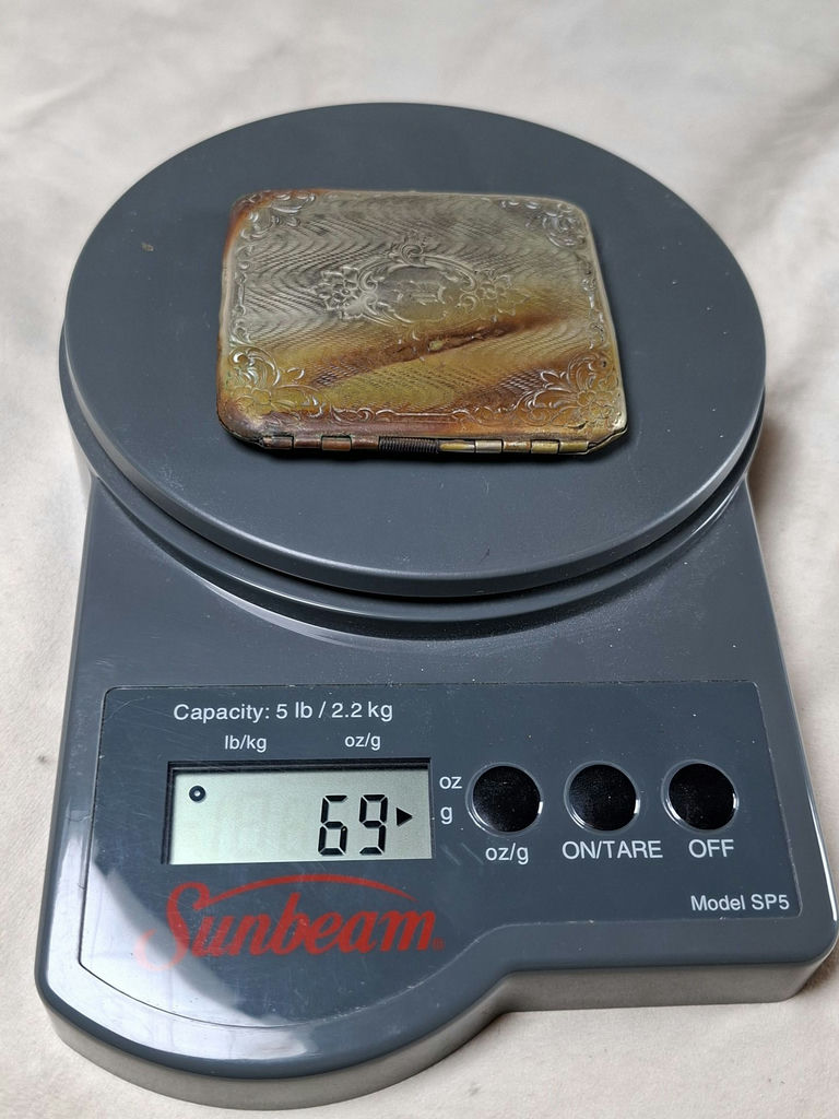 German SILVER 69 GRAMS, Engraved Compact Case, 80% Silver - image 1 of 5