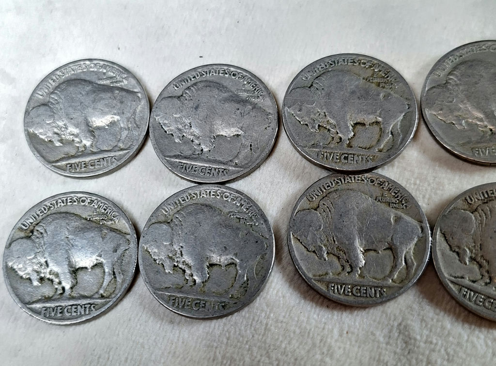 Ten Mixed US BUFFALO NICKELS - image 2 of 6