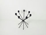 Industrial 6 Armed Black Steel Starburst Candelabra Candle Holder - thumbnail 1 of 9