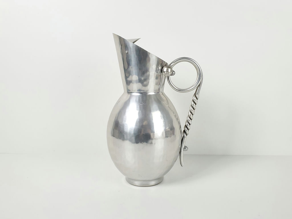 Vintage Buenilum Hammered Aluminum Water Pitcher Jug - image 3 of 10